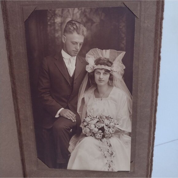 Antique 1930s Sepia Photo Wedding Phtograph Golling Hesse Minneapolis Minnesota - Picture 2 of 8